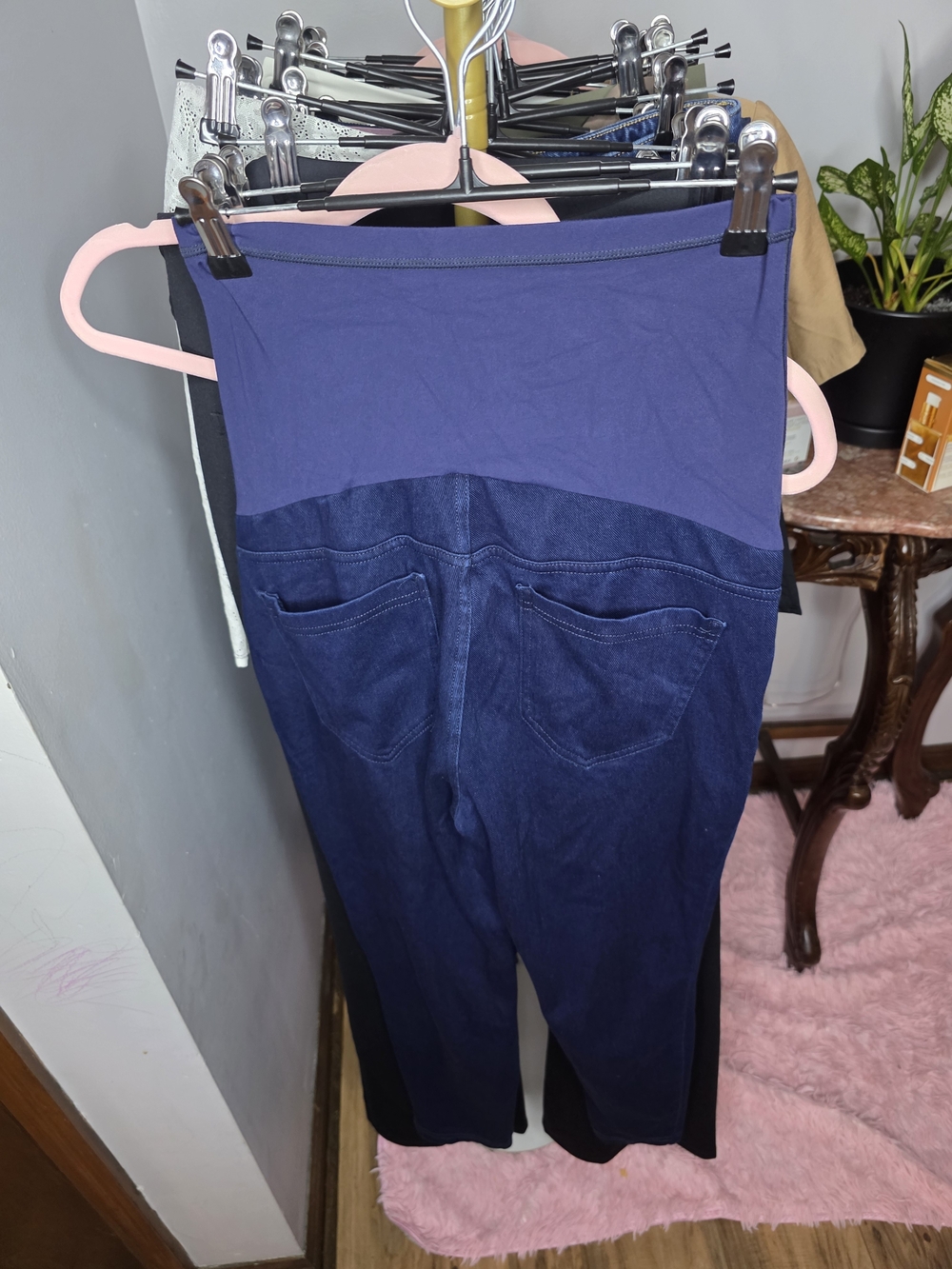 HALARA High-Rise Navy Maternity Jeans with Stretch Panel